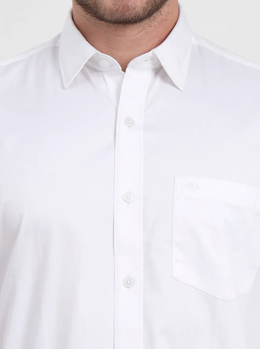 White Solid Smart Fit Semi Casual Shirt | JadeBlue