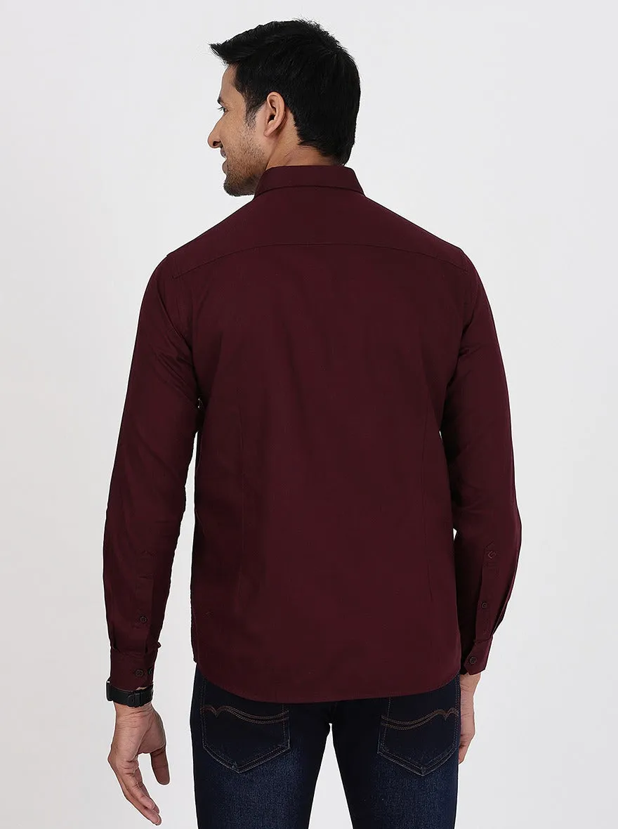 Wine Solid Smart Fit Semi Casual Shirt | Greenfibre
