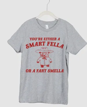 You're Either a Smart Fella Or a Fart Smella Funny Unisex Sized Tee/ Gildan or Bella Brand/ Adult Sizes/ Funny Shirts